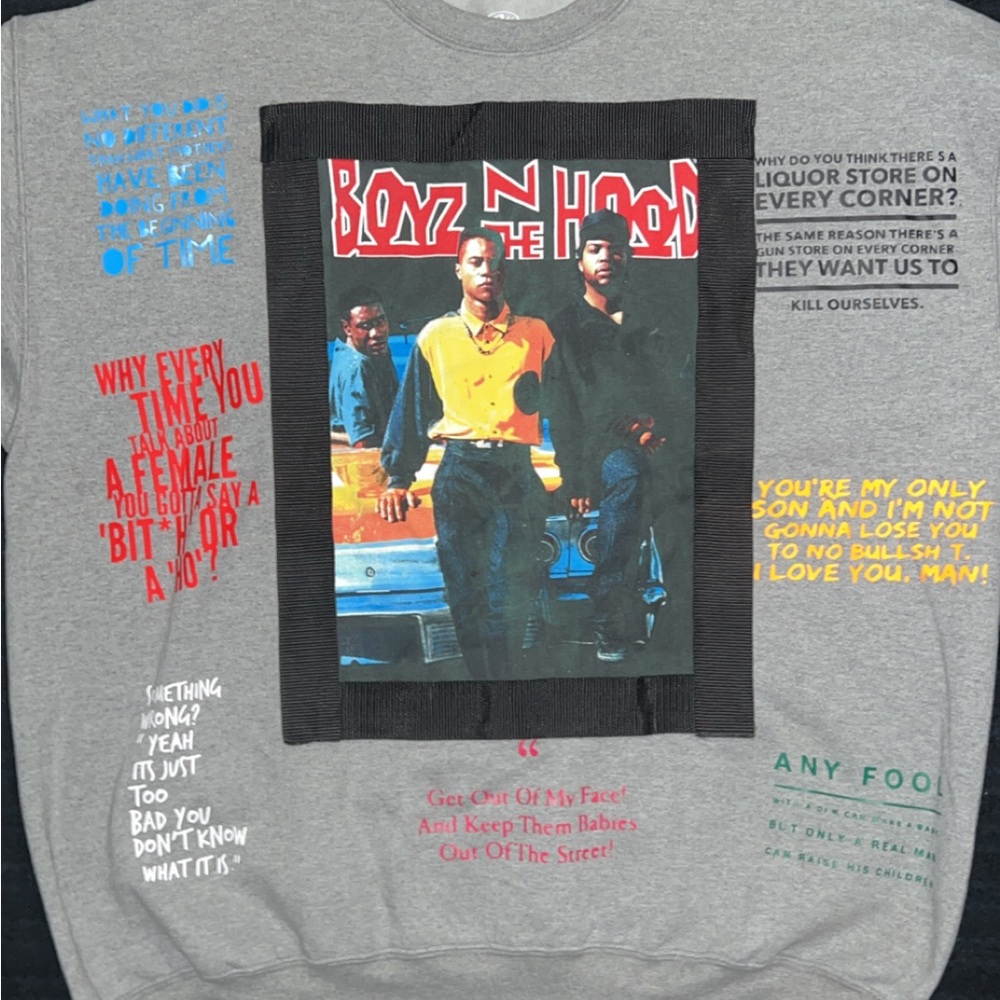 Gray Graphic Boys in the Hood Print Men's Sweater